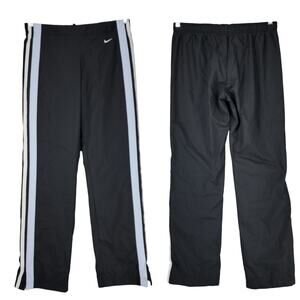 Vtg Nike Track Pants M Women Windbreaker Black Lt‎ Blue White Mesh Lined Sports